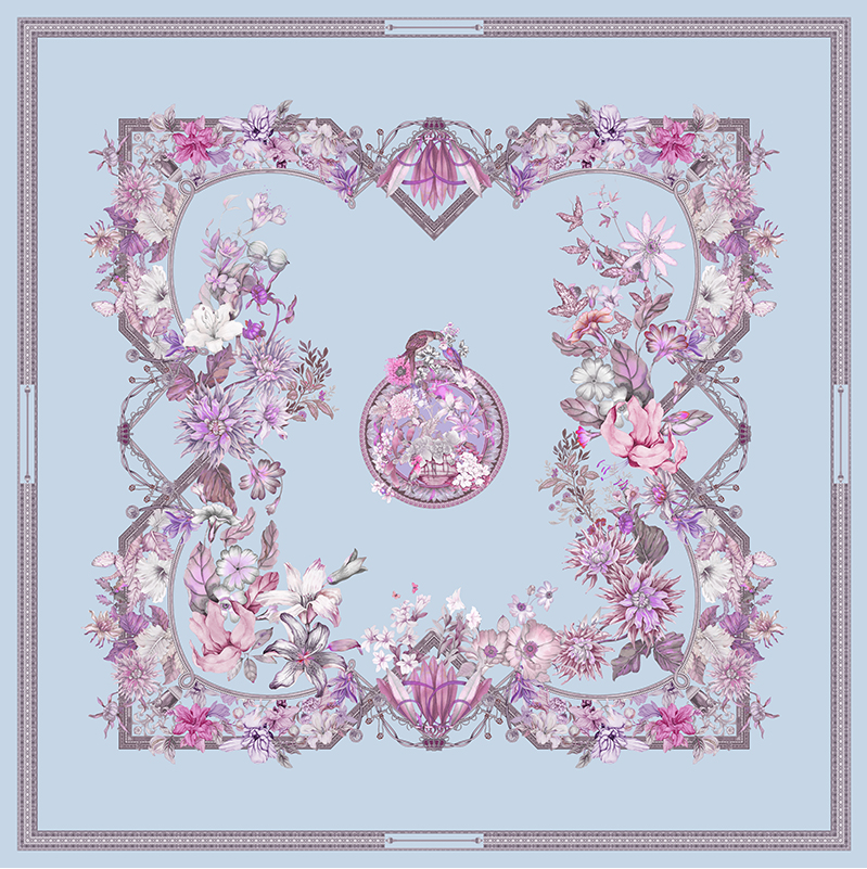 The 'Courtyard Bloom' Silk Scarf