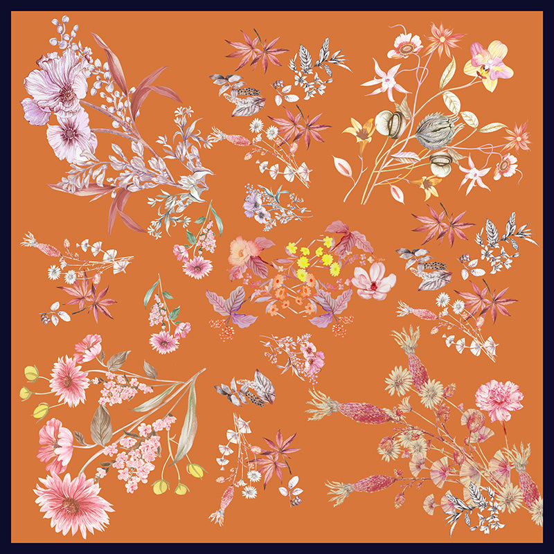 The 'Flora' Double-Sided Silk Scarf