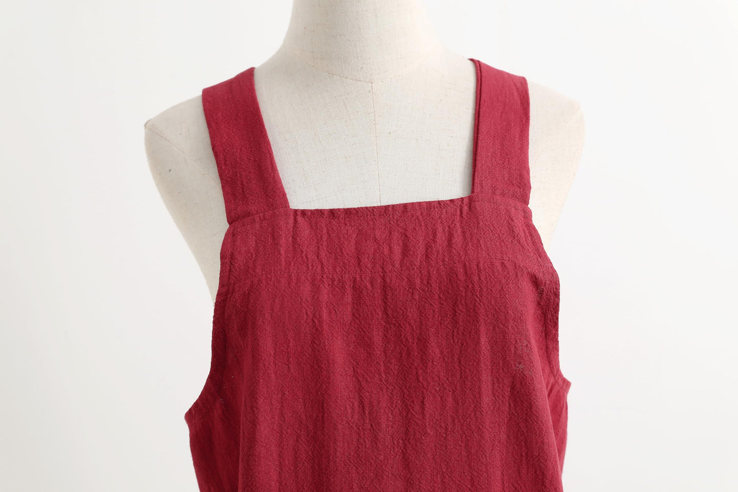 Jeelow Slip On Linen Cotton Cooking Kitchen Garden Vest Slip On Apron Dress For Women With Pockets