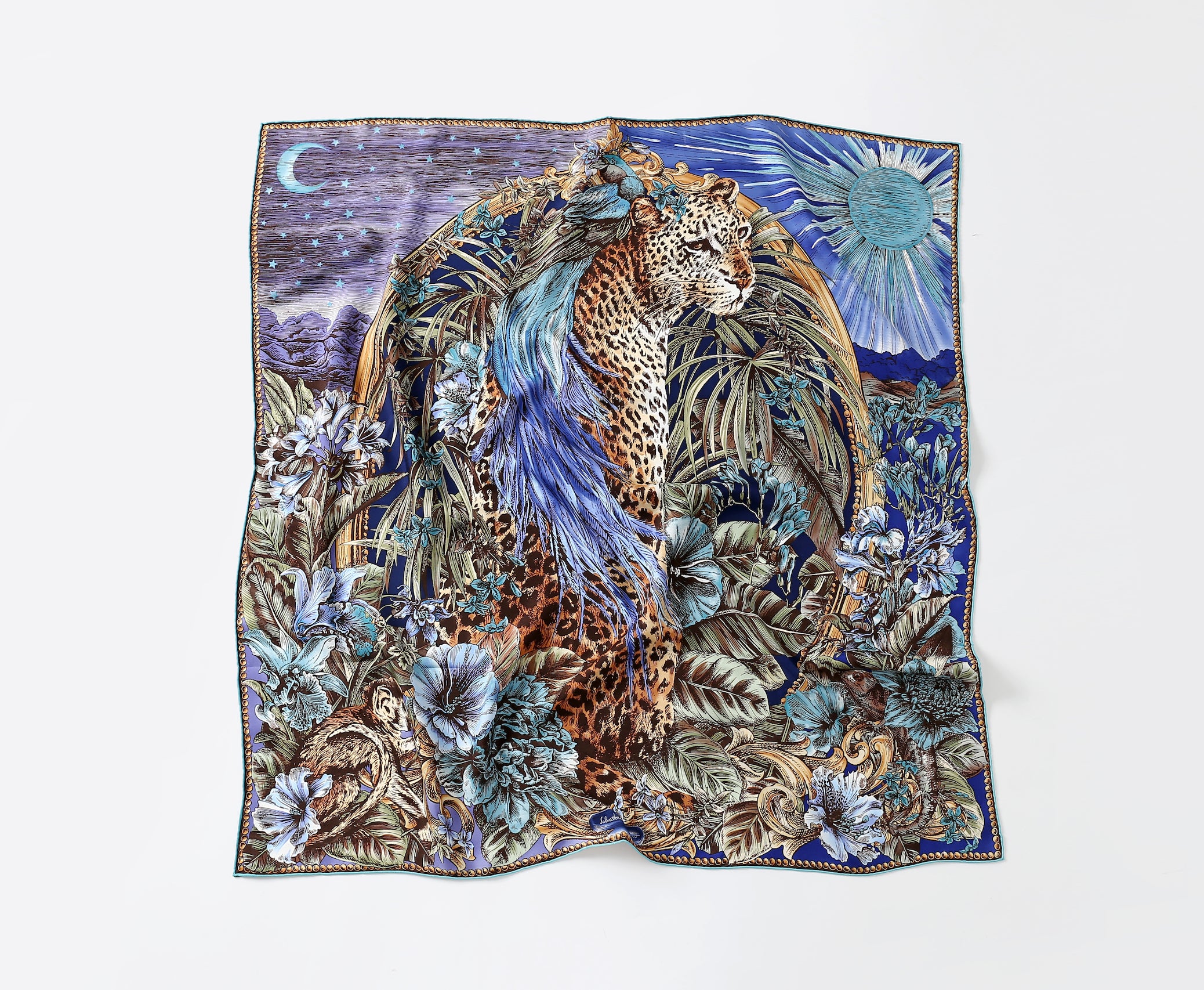 The Celestial Leopard Silk Scarf