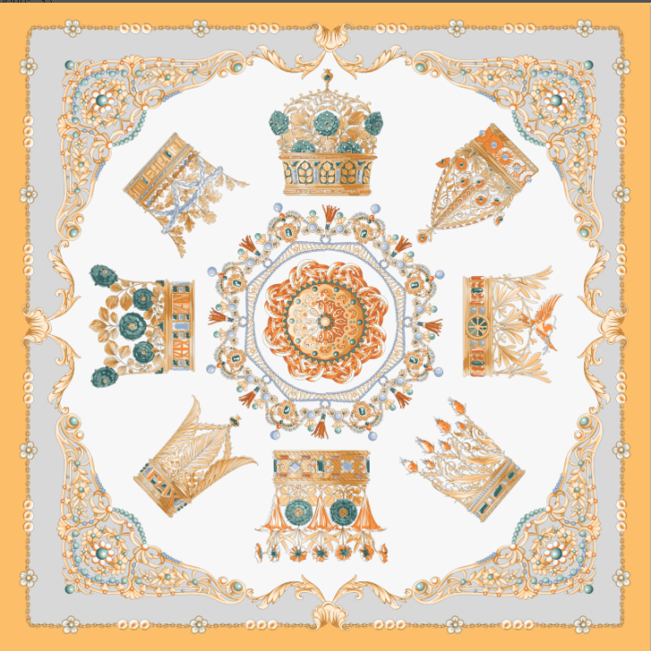 The Gilded Crowns Silk Scarf