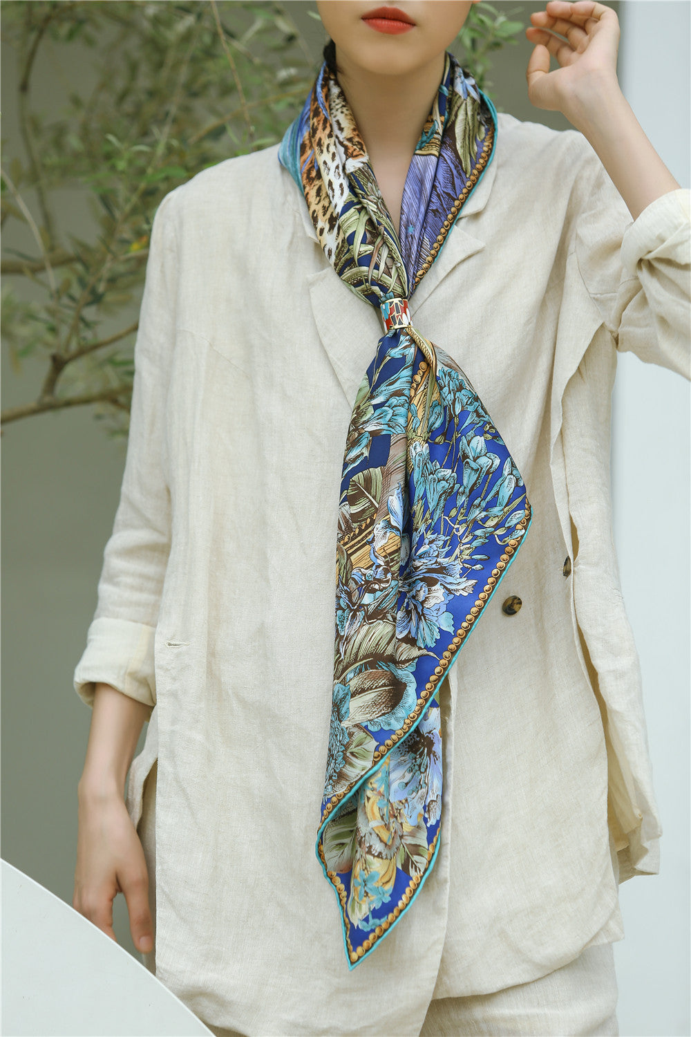 The Celestial Leopard Silk Scarf