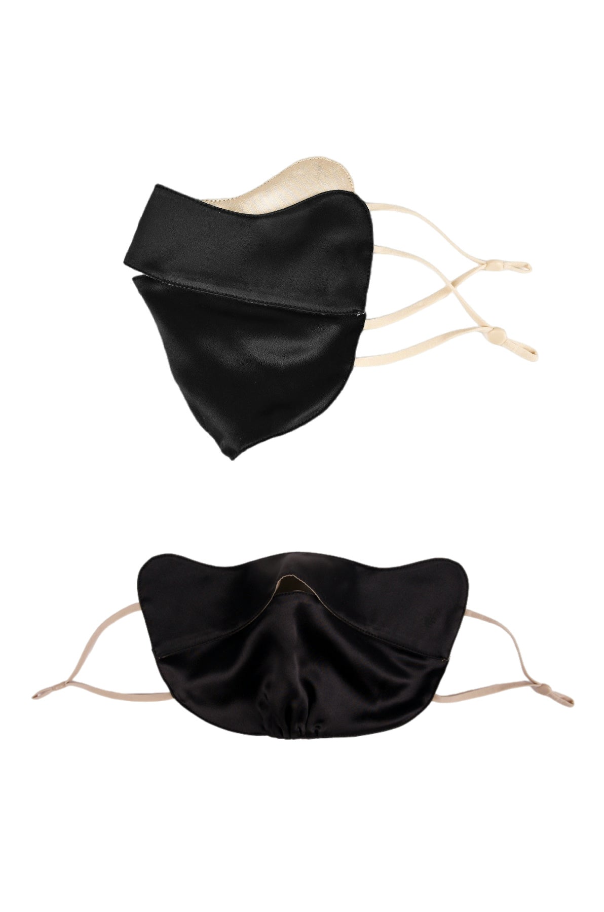 Jeelow 100% Mulberry Silk Face Cloth Mask Washable Reusable Breathable 22 Momme Double Layer Two Tone Adjustable Straps
