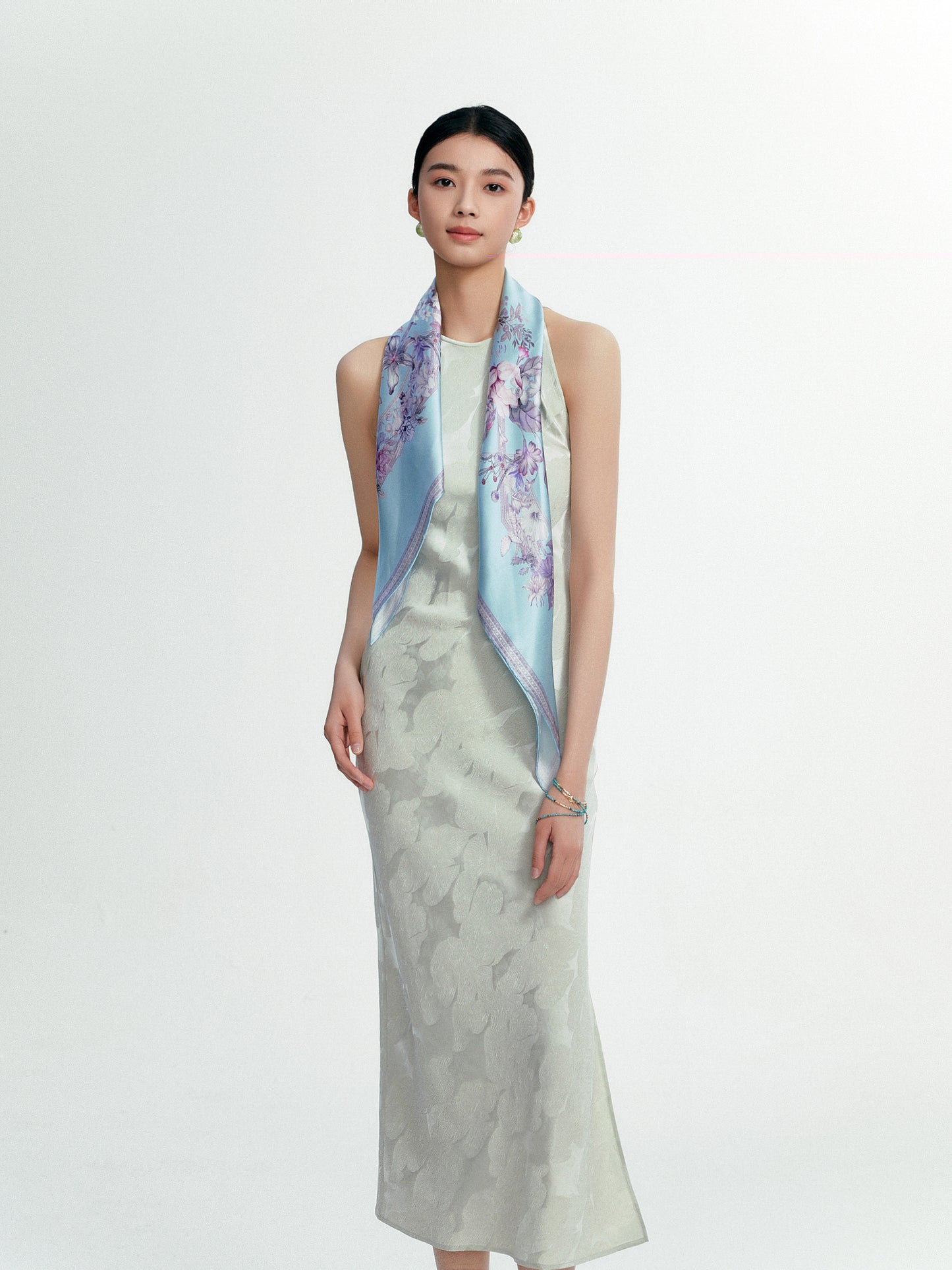 The 'Courtyard Bloom' Silk Scarf