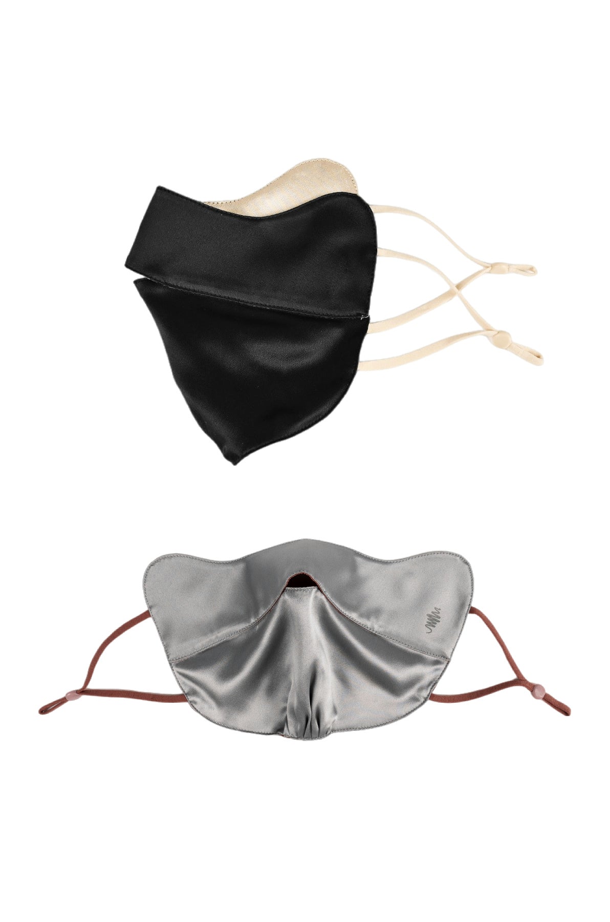 Jeelow 100% Mulberry Silk Face Cloth Mask Washable Reusable Breathable 22 Momme Double Layer Two Tone Adjustable Straps