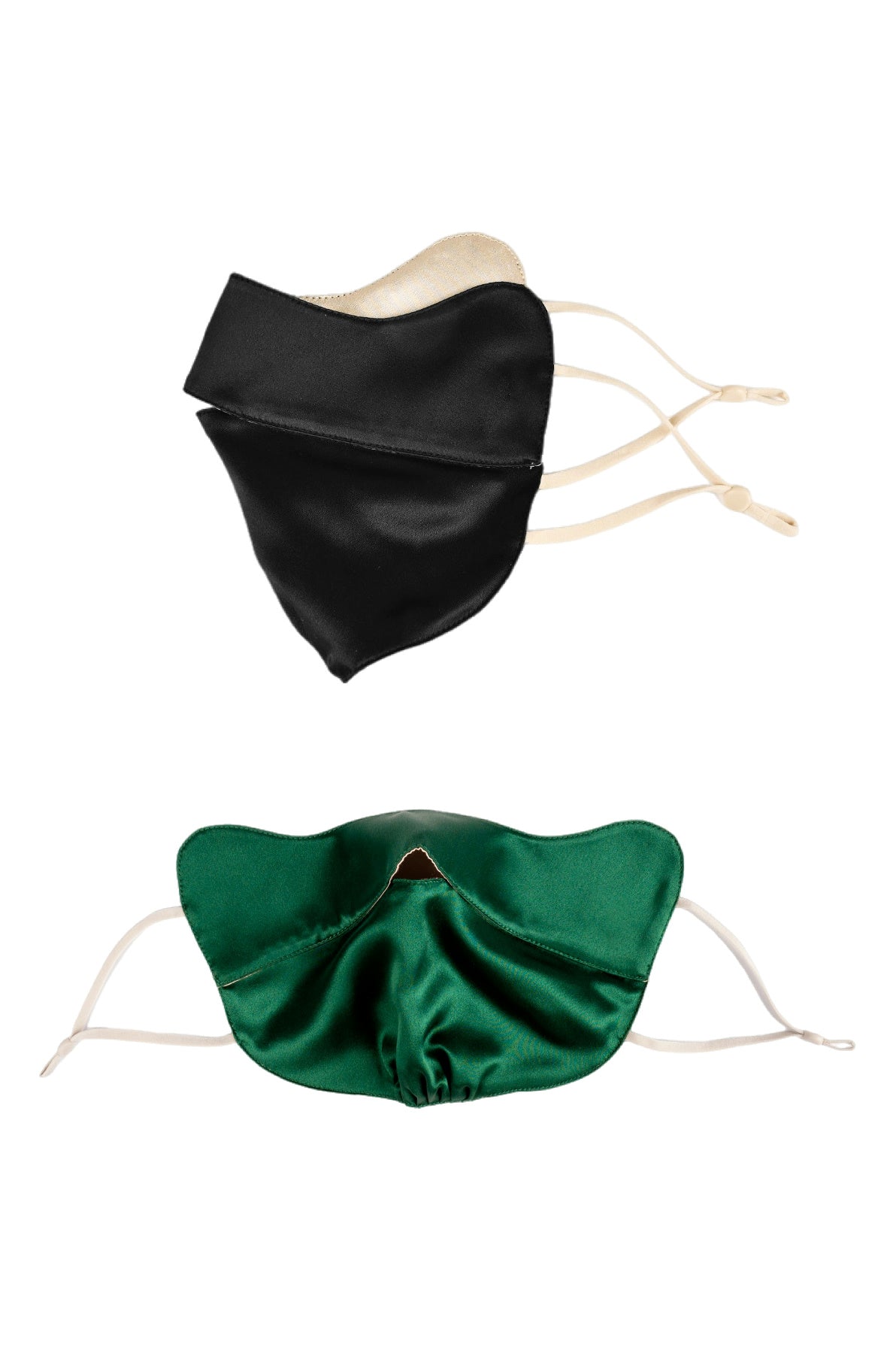 Jeelow 100% Mulberry Silk Face Cloth Mask Washable Reusable Breathable 22 Momme Double Layer Two Tone Adjustable Straps