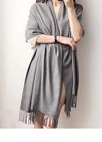 Jeelow winter blanket scarf in Soft Weave Light Grey, 100% polyester, 27 x 78 in., photo 4