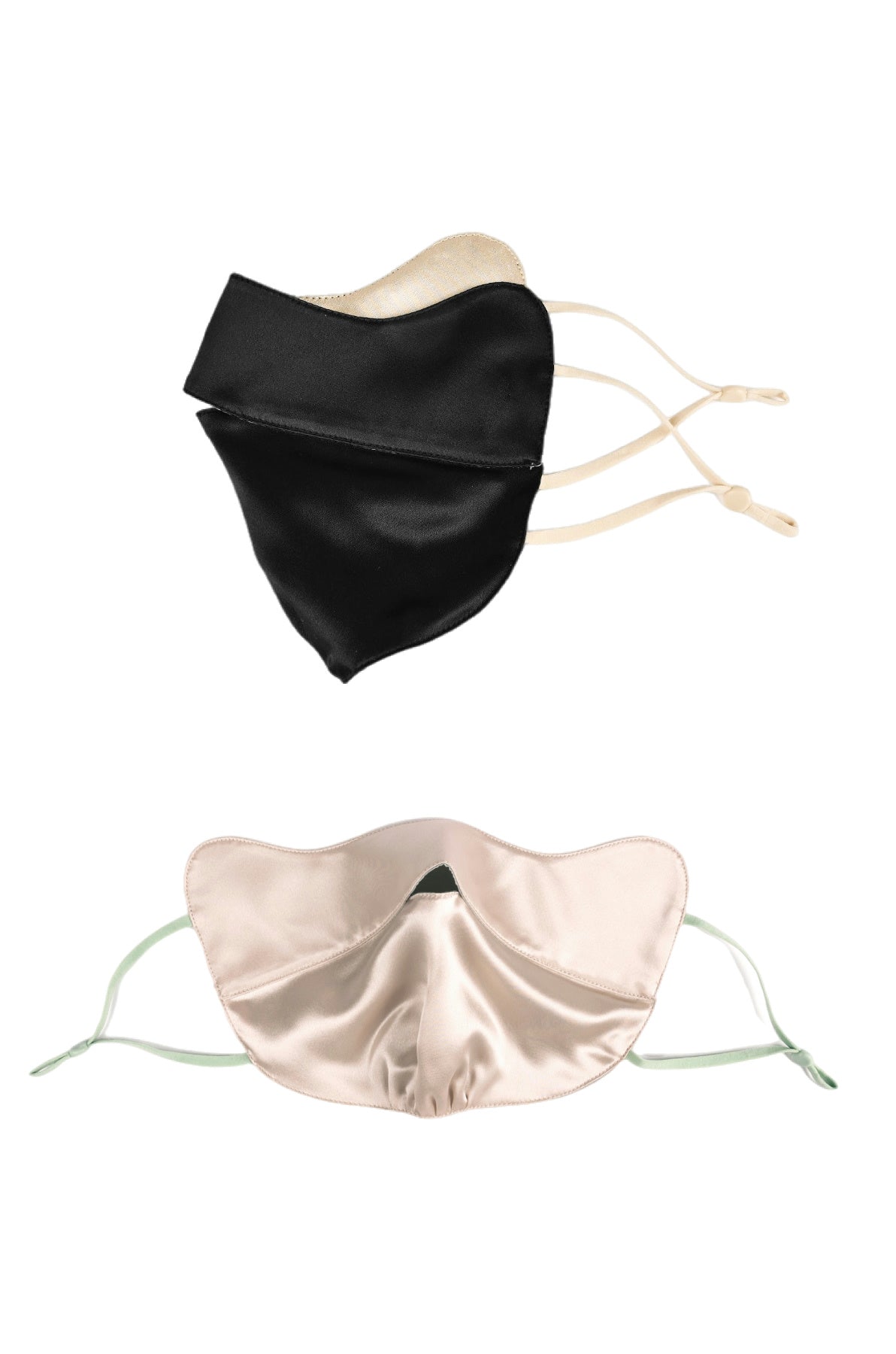 Jeelow 100% Mulberry Silk Face Cloth Mask Washable Reusable Breathable 22 Momme Double Layer Two Tone Adjustable Straps