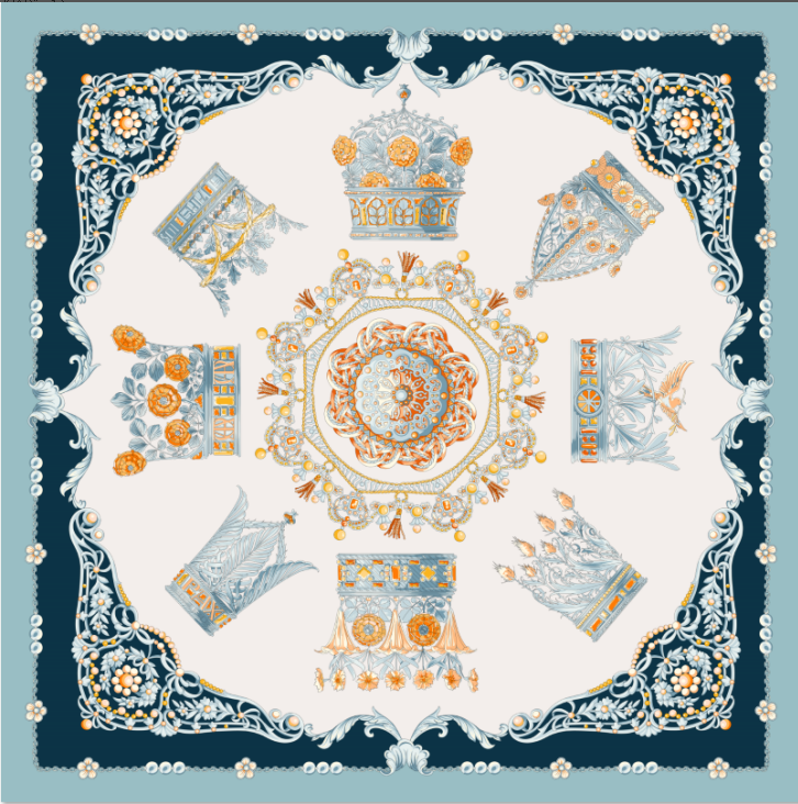 The Gilded Crowns Silk Scarf