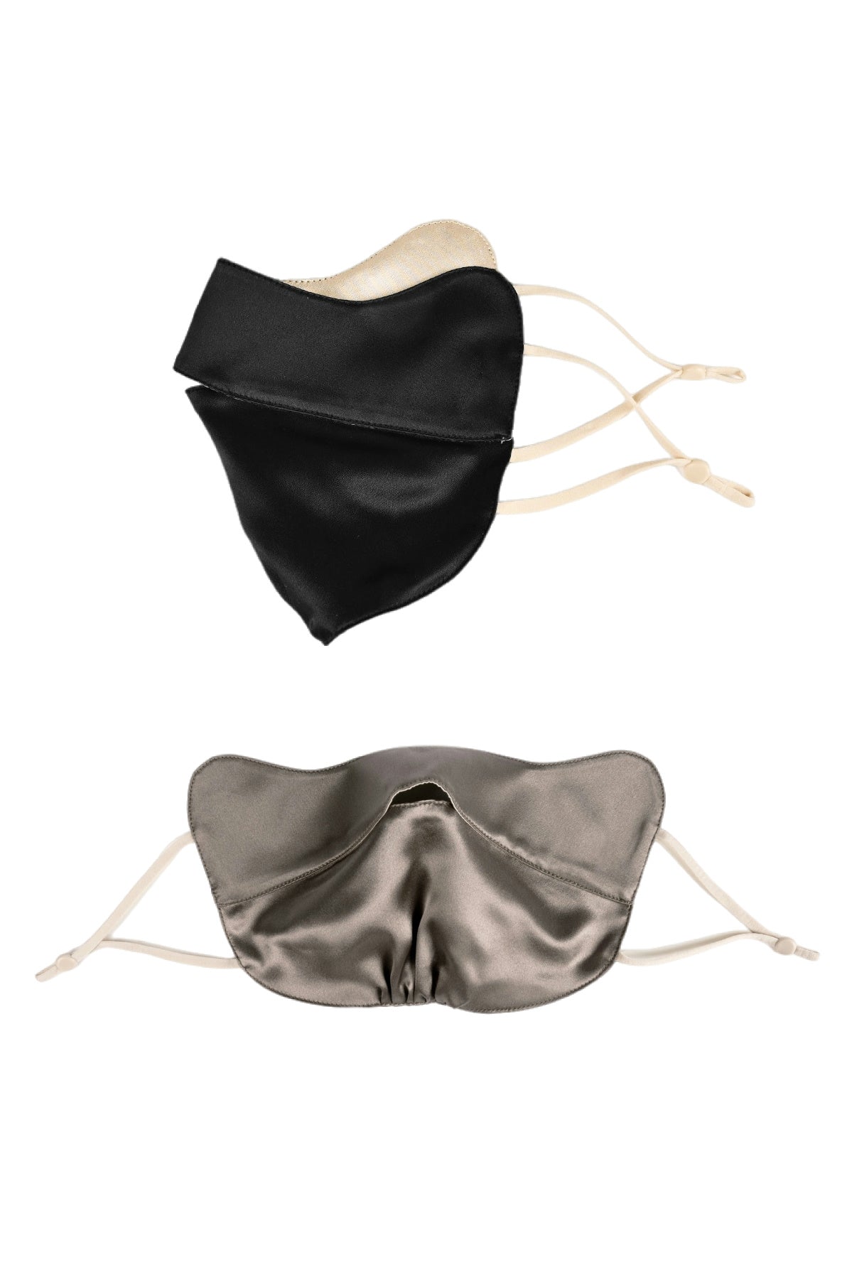 Jeelow 100% Mulberry Silk Face Cloth Mask Washable Reusable Breathable 22 Momme Double Layer Two Tone Adjustable Straps