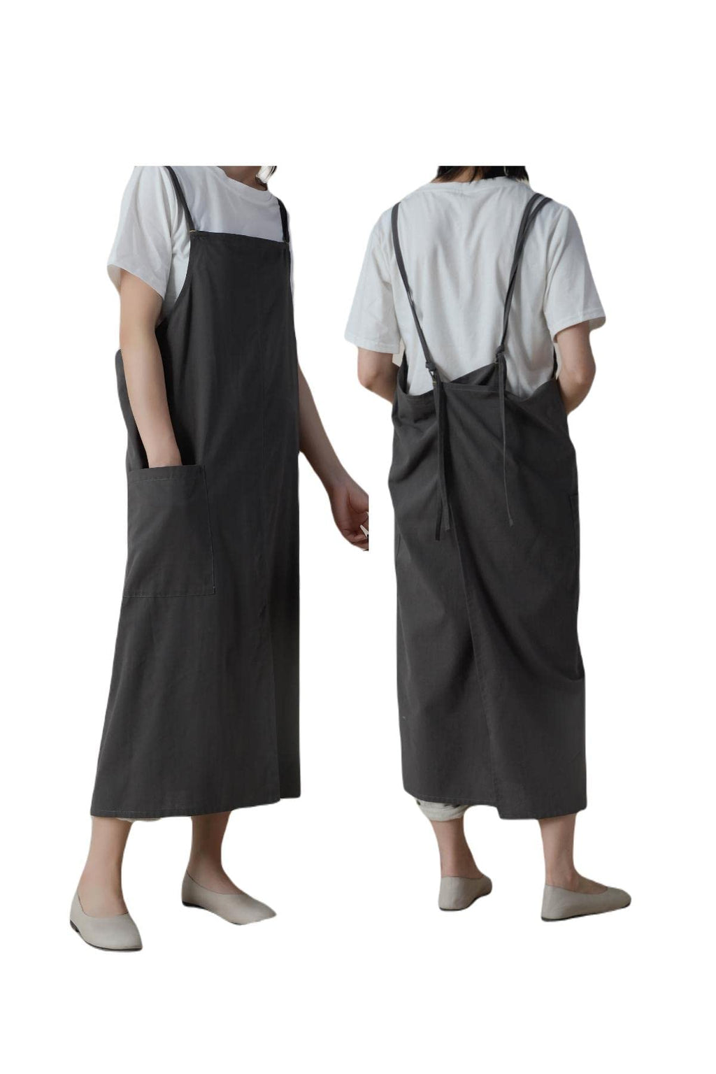 The 'Linen & Co.' Oversized Pinafore Apron | Japanese Minimalist Full-Length Apron Dress for All Sizes, Kitchen, Garden & Studio