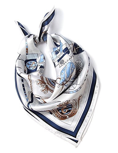 Nautical square gathered into a soft diamond, navy border framing the anchor crests
