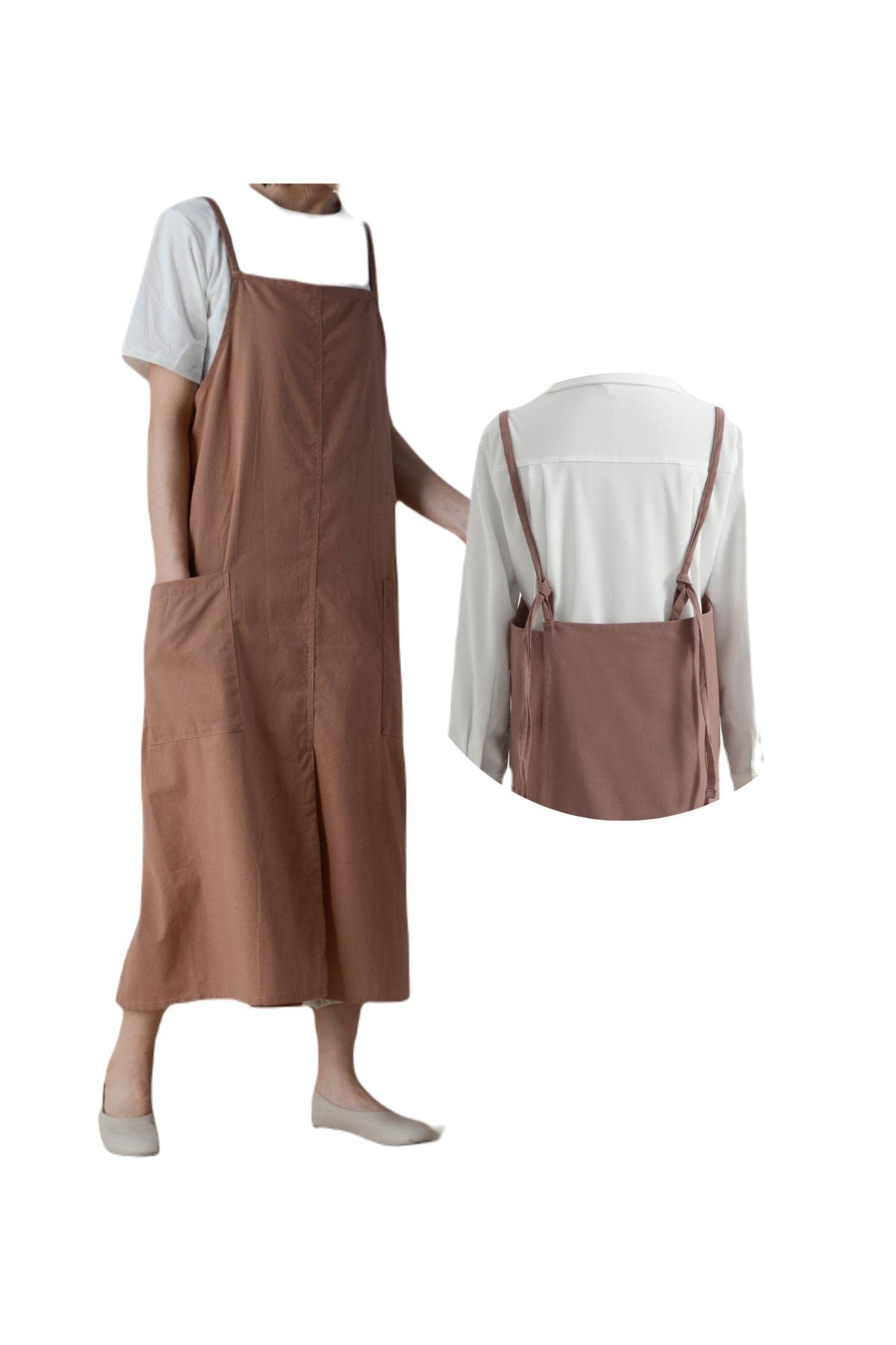 The 'Linen & Co.' Oversized Pinafore Apron | Japanese Minimalist Full-Length Apron Dress for All Sizes, Kitchen, Garden & Studio