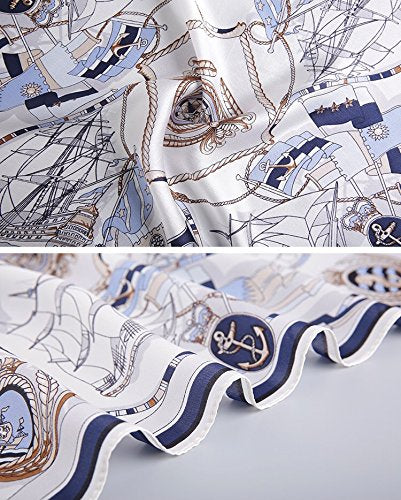 Detail panels, rigging and rope knots on white, and the navy banded border edge
