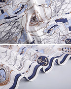 Detail panels, rigging and rope knots on white, and the navy banded border edge