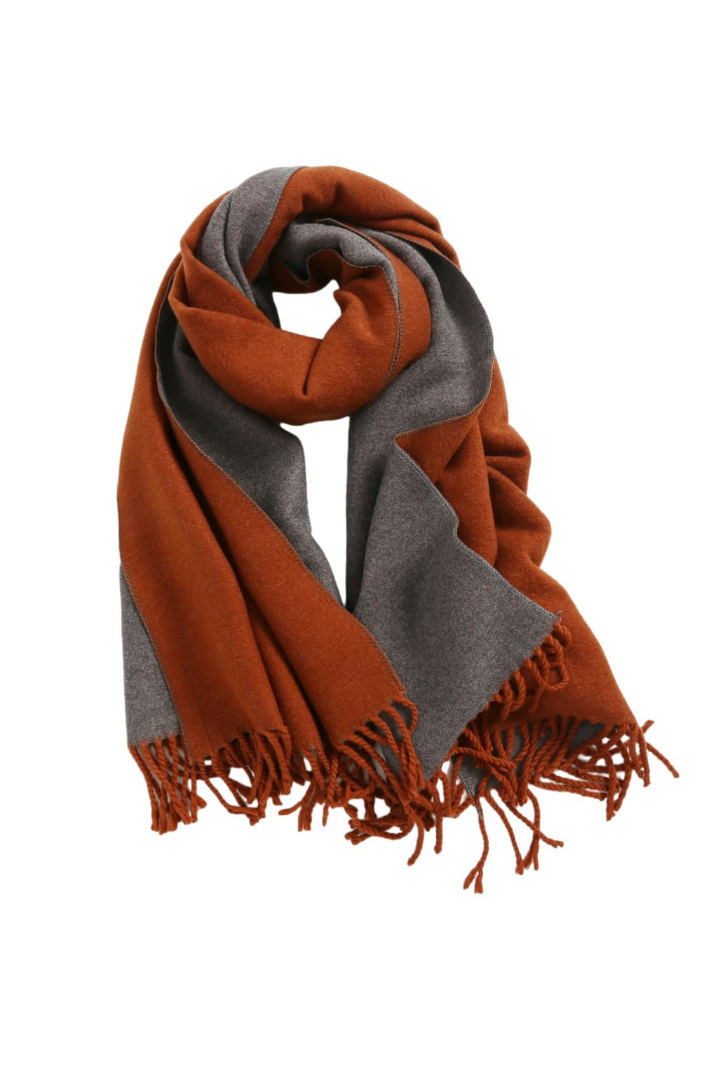 Jeelow reversible two-tone winter scarf in Mandarin Grey, 100% acrylic, 31 x 70.5 in., photo 1