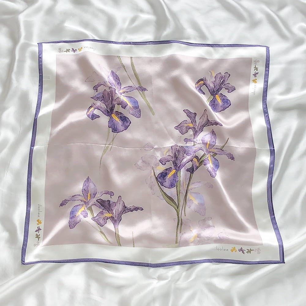 The full square flat, purple irises with yellow markings on mauve inside a white band