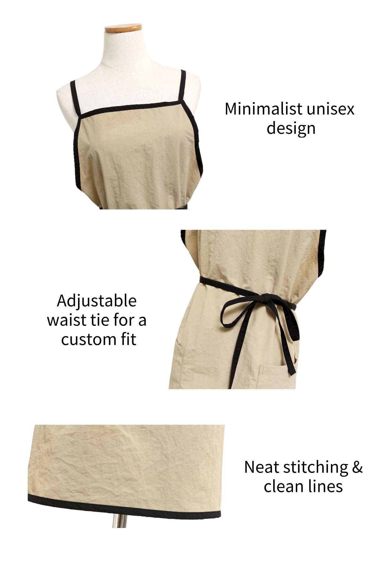 The 'Studio' Waterproof Nylon Apron | Japanese-Inspired Cross-Back Design for Kitchen, Garden & Creative Work