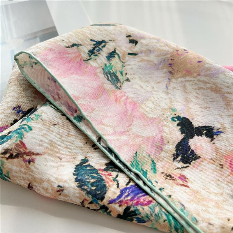 The painted garden silk scarf folded to show the soft colour transitions