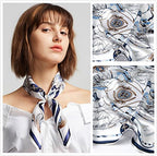 Model in a white shirt wearing the ships square knotted at the front, with close-ups