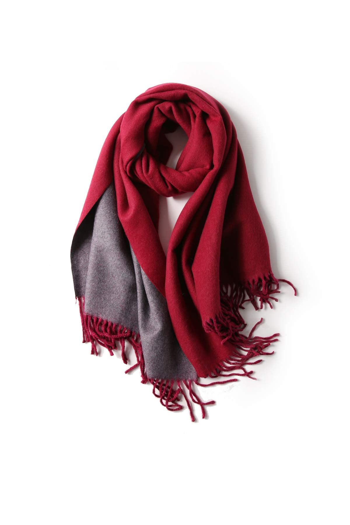 Jeelow reversible two-tone winter scarf in Burgundy Grey, 100% acrylic, 28 x 76 in., photo 1