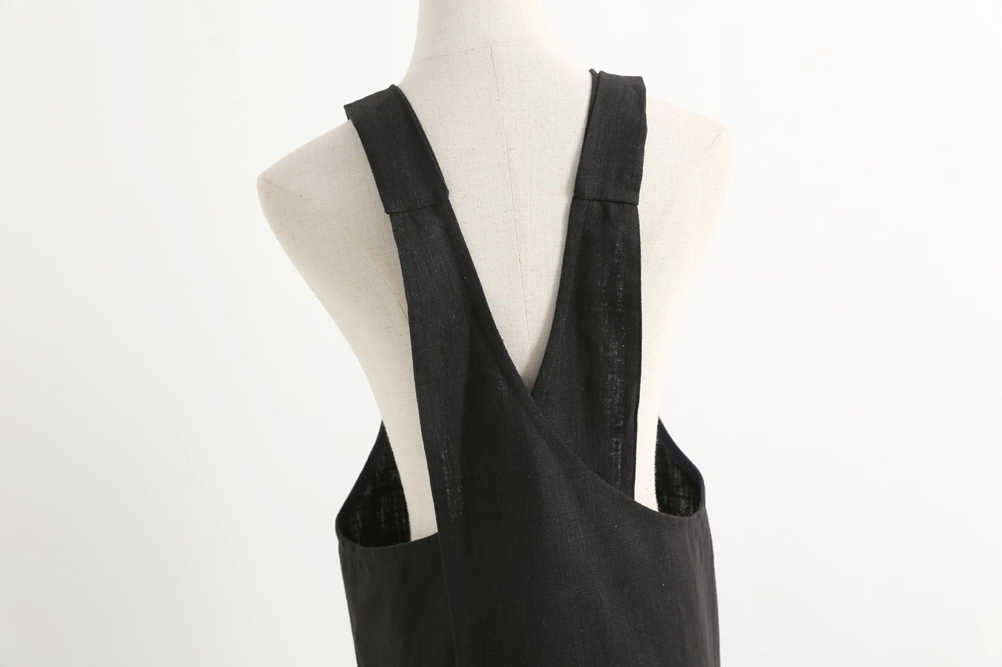 Jeelow Slip On Linen Cotton Cooking Kitchen Garden Vest Slip On Apron Dress For Women With Pockets