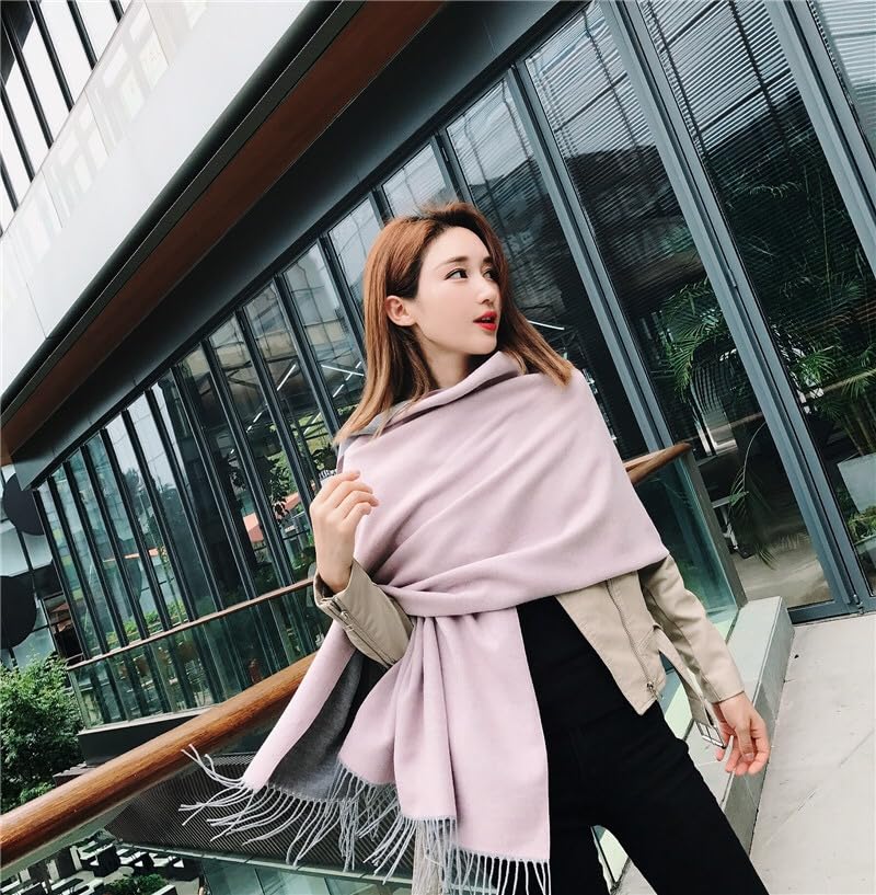 Jeelow reversible two-tone winter scarf in Pink Grey, 100% acrylic, 25.6 x 78 in., photo 2