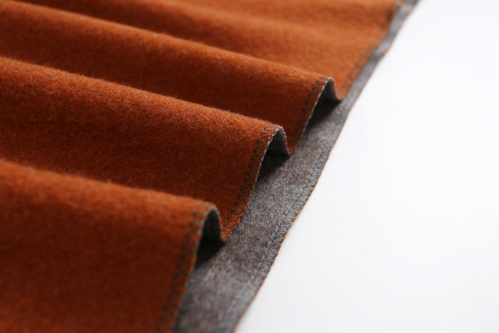 Jeelow reversible two-tone winter scarf in Mandarin Grey, 100% acrylic, 31 x 70.5 in., photo 3