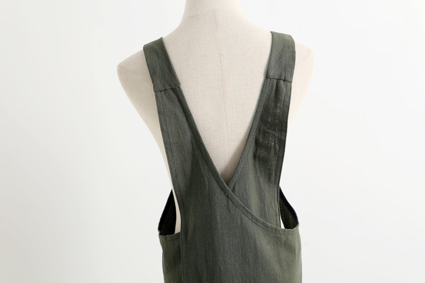 Jeelow Slip On Linen Cotton Cooking Kitchen Garden Vest Slip On Apron Dress For Women With Pockets