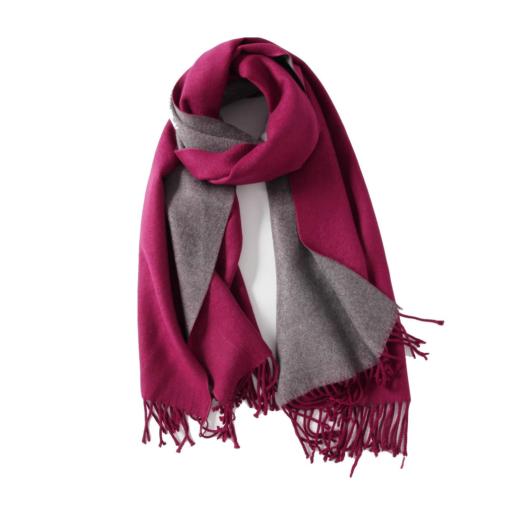 Jeelow reversible two-tone winter scarf in Burgundy Grey, 100% acrylic, 28 x 76 in., photo 6