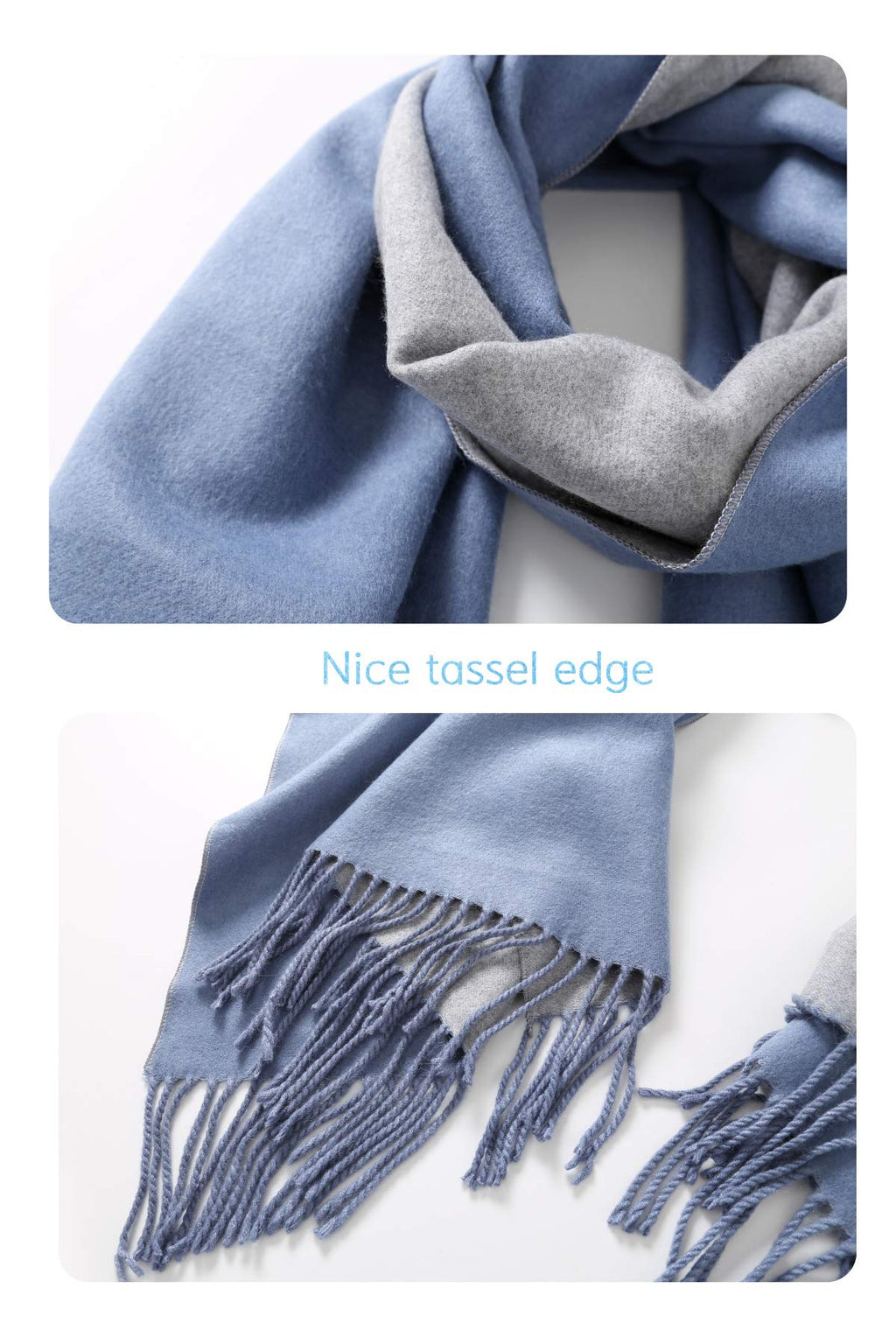 Jeelow reversible two-tone winter scarf in Blue Tone, 100% acrylic, 25.6 x 78 in., photo 4