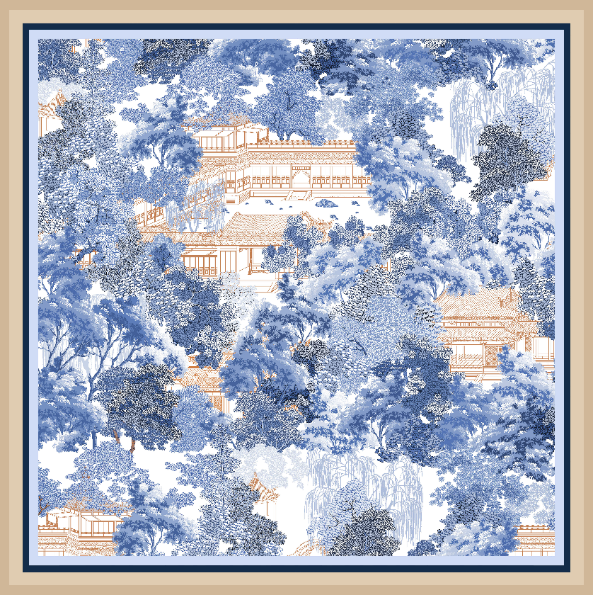 The 'Willow Pavilion' Silk Scarf