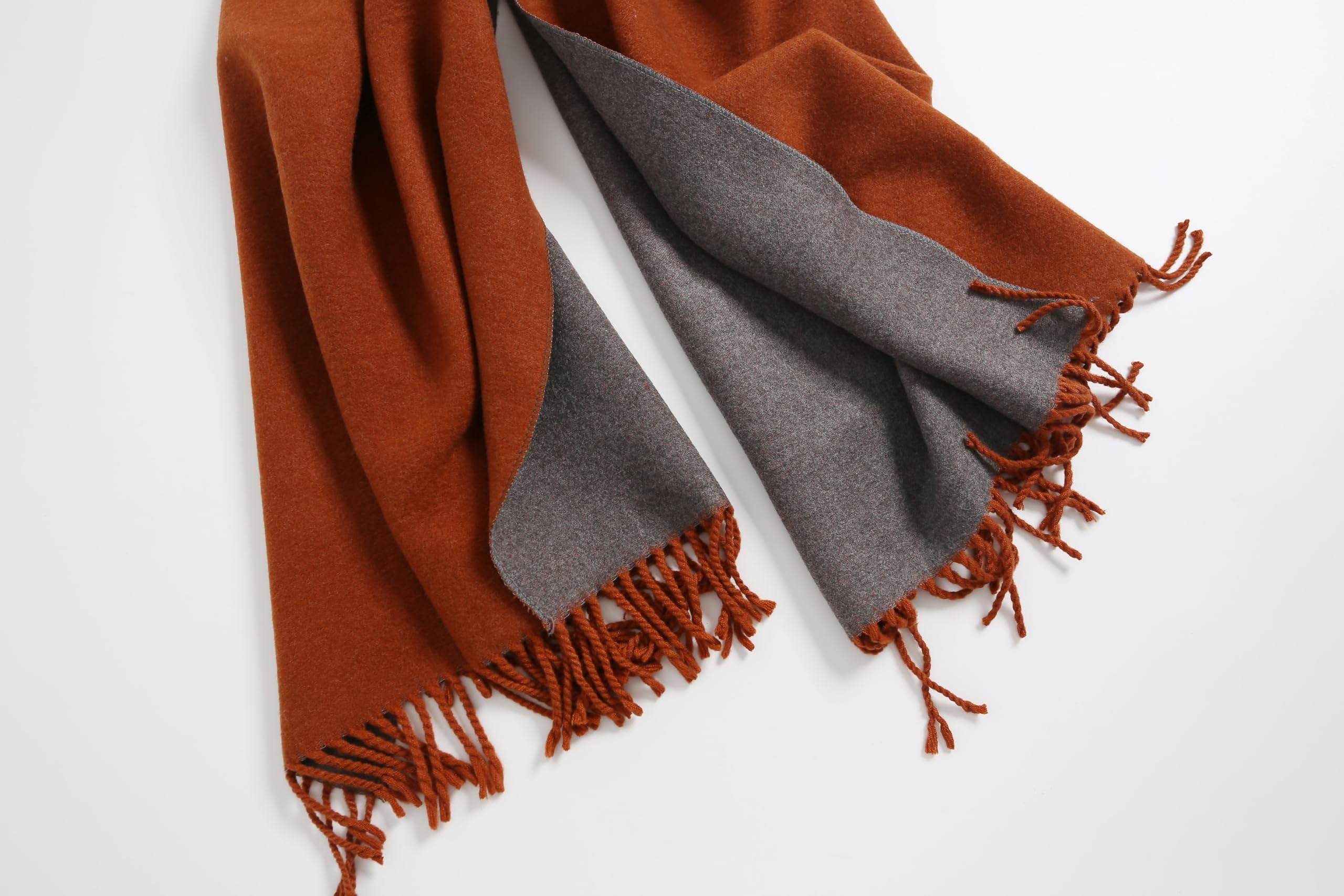Jeelow reversible two-tone winter scarf in Mandarin Grey, 100% acrylic, 31 x 70.5 in., photo 5