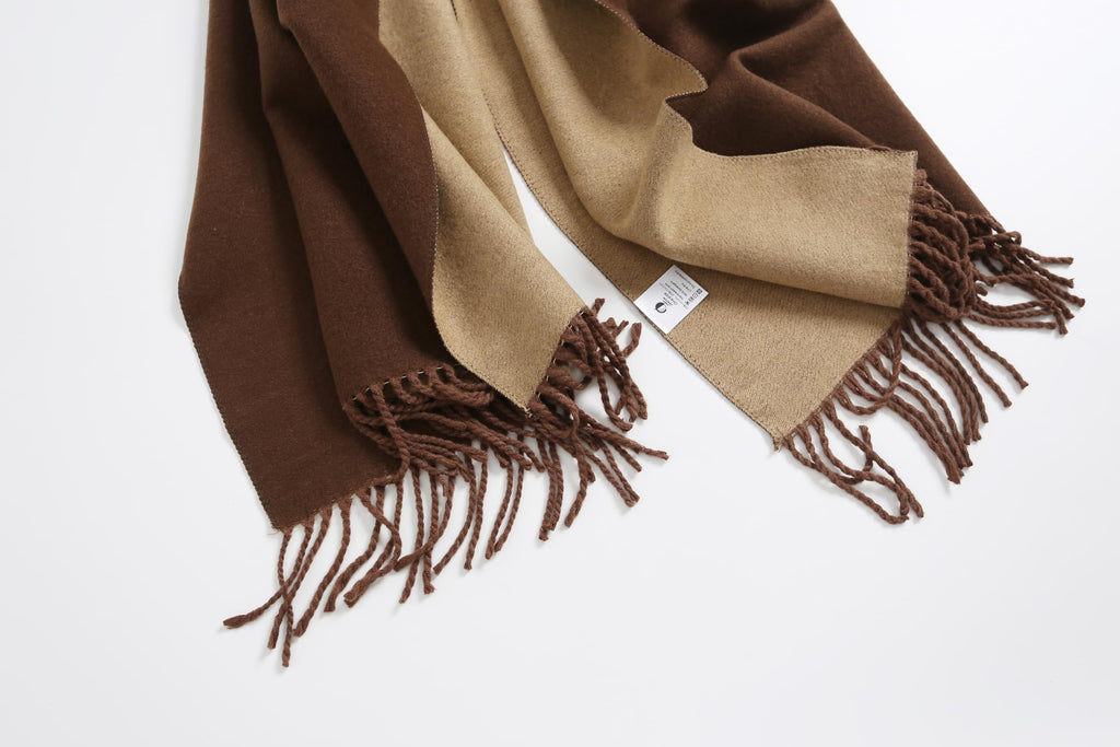 Jeelow reversible two-tone winter scarf in Coffee Brown, 100% acrylic, 31 x 70.5 in., photo 6