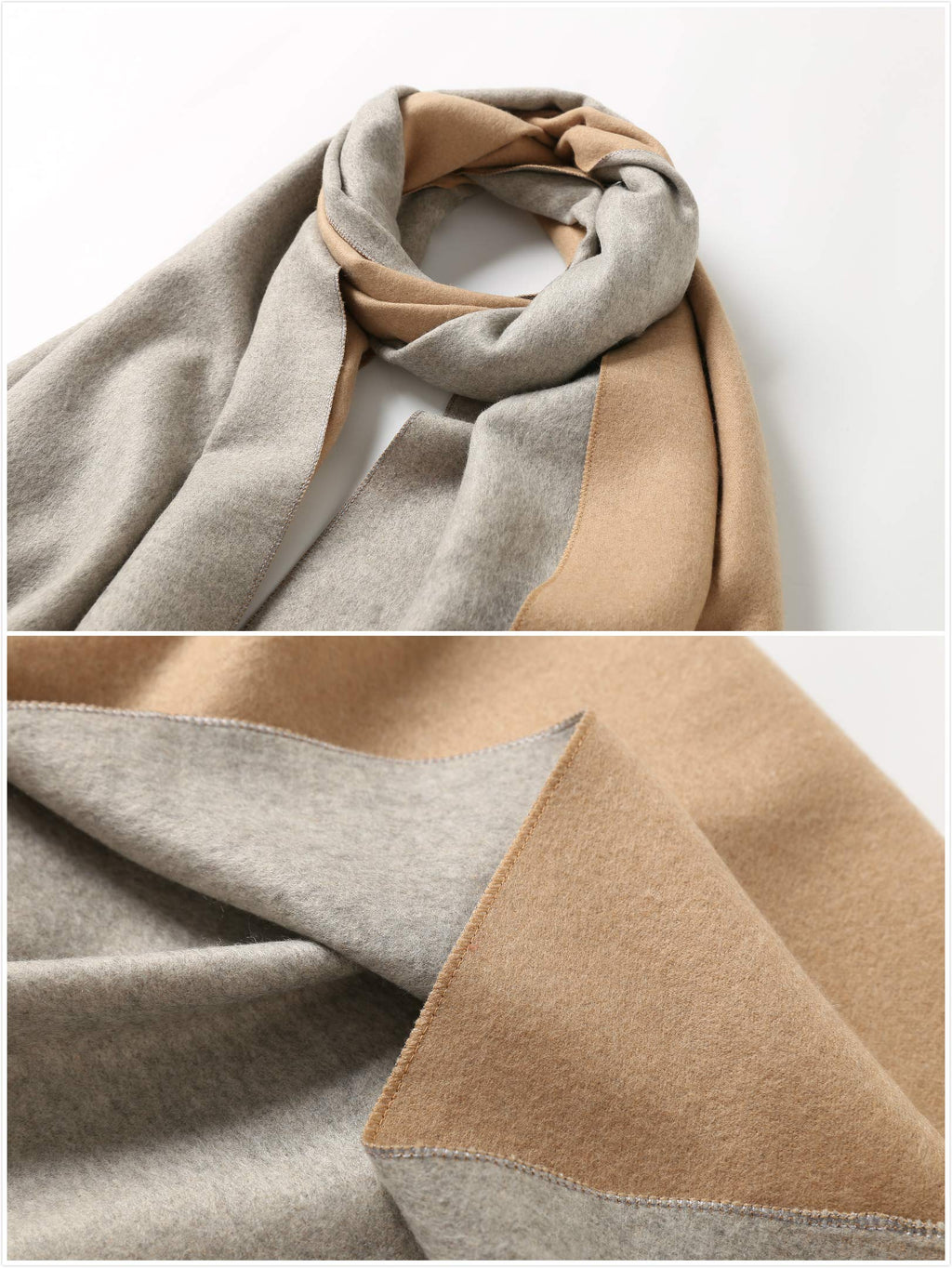 Jeelow reversible two-tone winter scarf in Apricot Light Grey, 100% acrylic, 25 x 78 in., photo 2