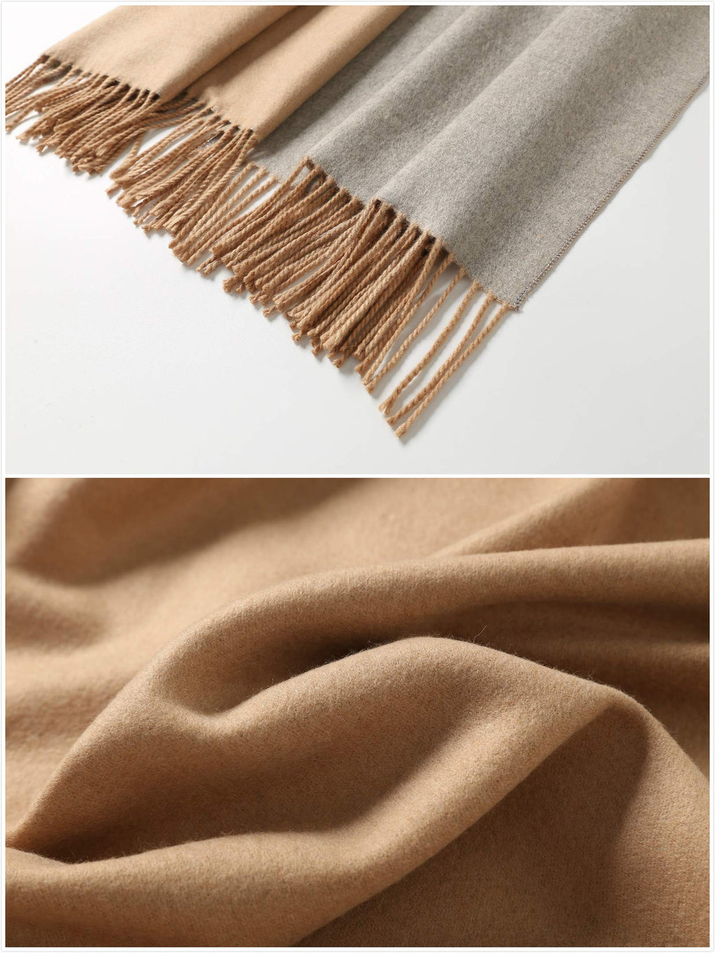 Jeelow reversible two-tone winter scarf in Apricot Light Grey, 100% acrylic, 25 x 78 in., photo 6