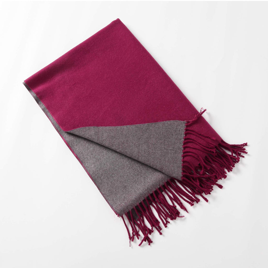 Jeelow reversible two-tone winter scarf in Burgundy Grey, 100% acrylic, 28 x 76 in., photo 7