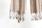 Detail of the twisted multicolour fringe knotted along the scarf end