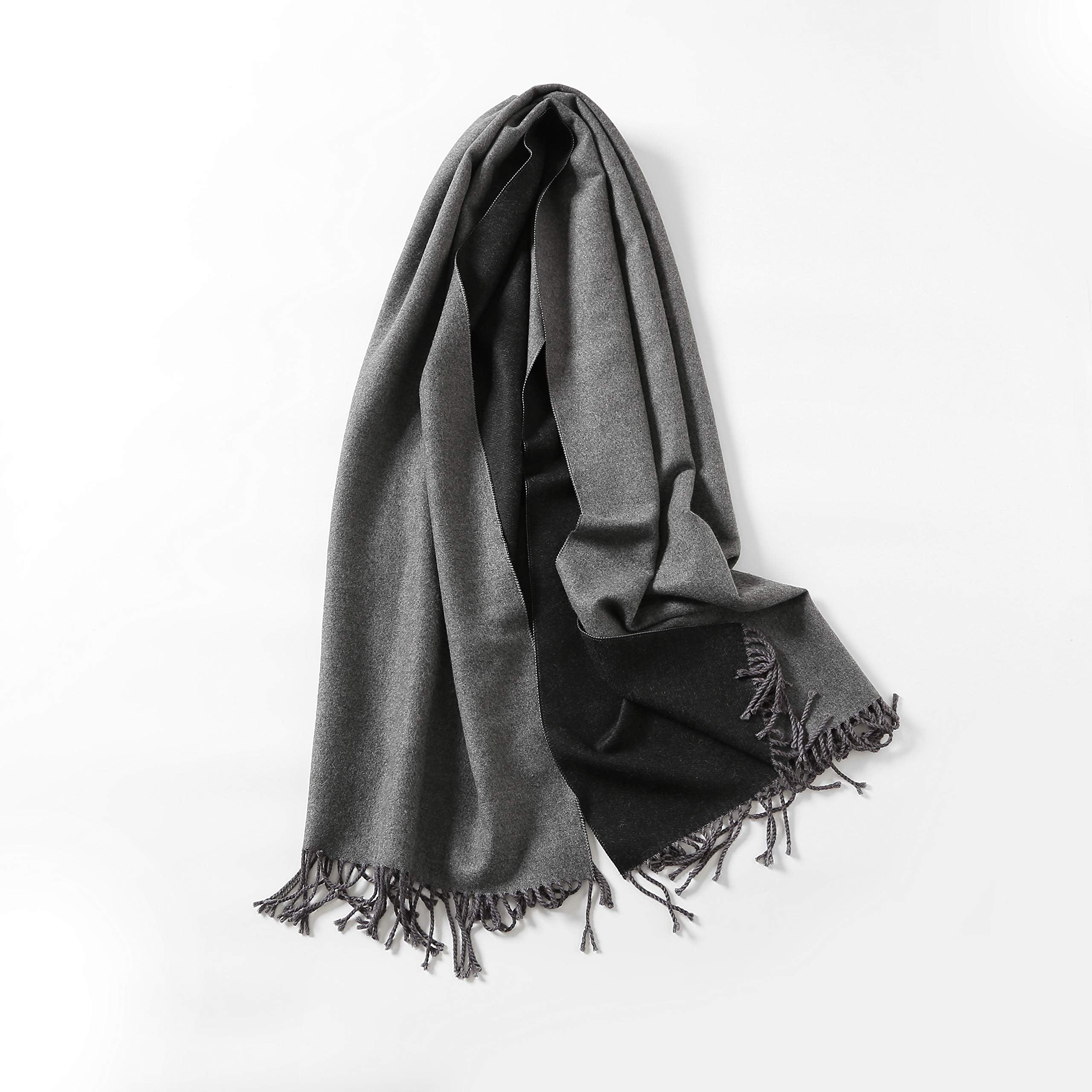 Jeelow reversible two-tone winter scarf in Black & Grey, 100% acrylic, 25.6 x 78.7 in., photo 2