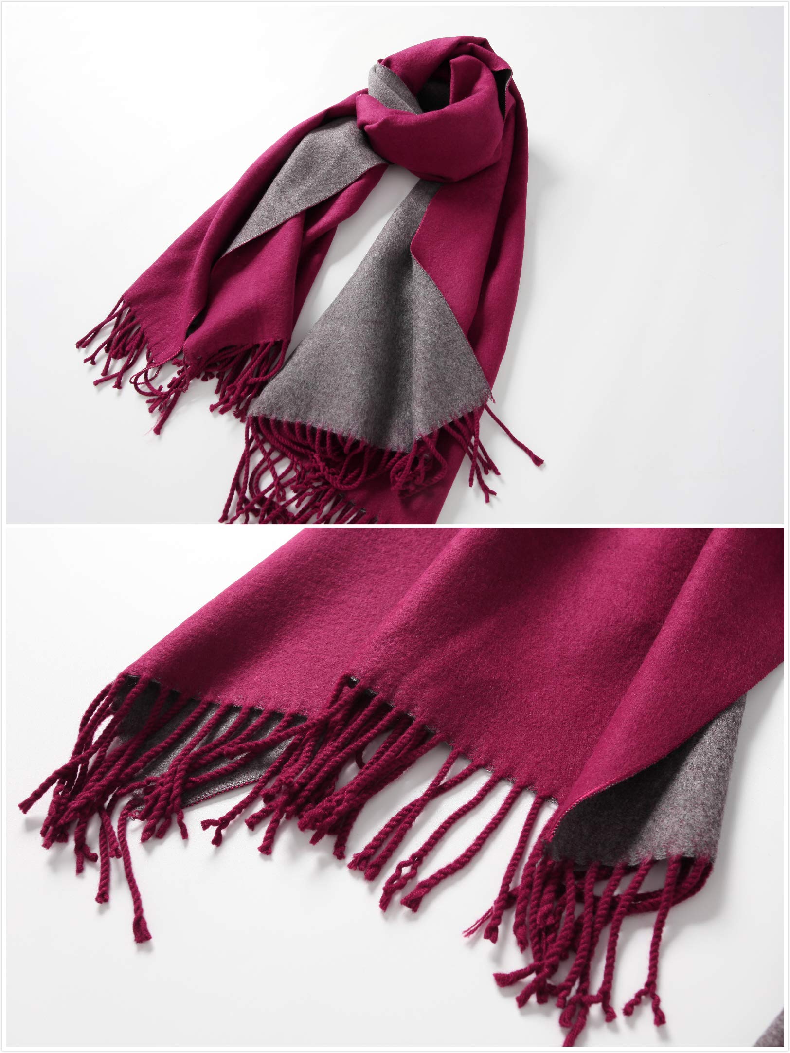 Jeelow reversible two-tone winter scarf in Burgundy Grey, 100% acrylic, 28 x 76 in., photo 5
