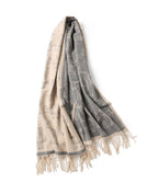 Illustrated cat print detail on the blue grey side of the reversible winter scarf