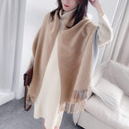 Jeelow reversible two-tone winter scarf in Apricot Light Grey, 100% acrylic, 25 x 78 in., photo 5
