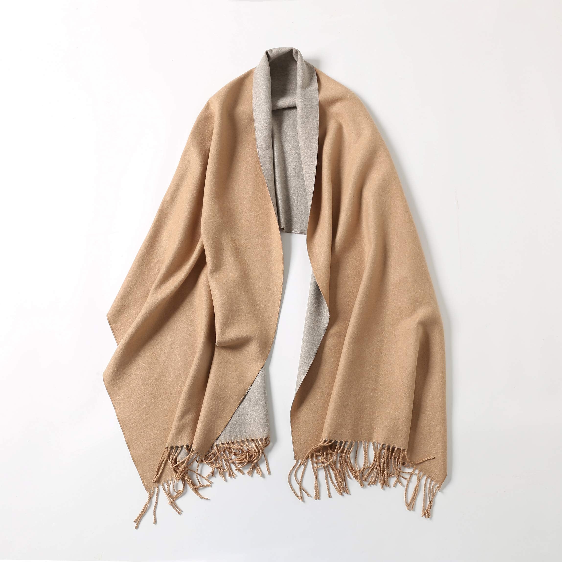 Jeelow reversible two-tone winter scarf in Apricot Light Grey, 100% acrylic, 25 x 78 in., photo 4
