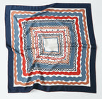 The 'Rhythm' Geometric Silk Scarf Navy & Terracotta