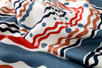 The 'Rhythm' Geometric Silk Scarf Navy & Terracotta