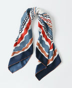 The 'Rhythm' Geometric Silk Scarf Navy & Terracotta