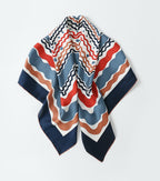 The 'Rhythm' Geometric Silk Scarf Navy & Terracotta