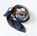 The 'Rhythm' Geometric Silk Scarf Navy & Terracotta