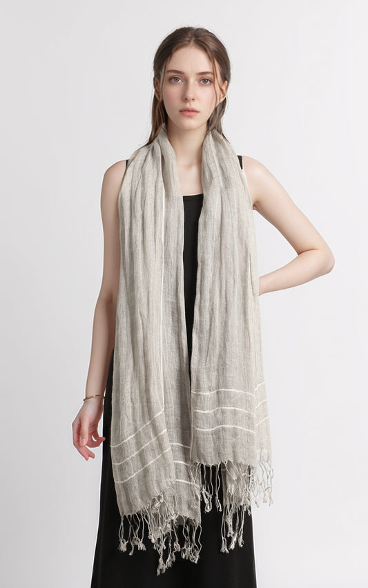 Jeelow Signature Linen Scarf - Stripes & Borders
