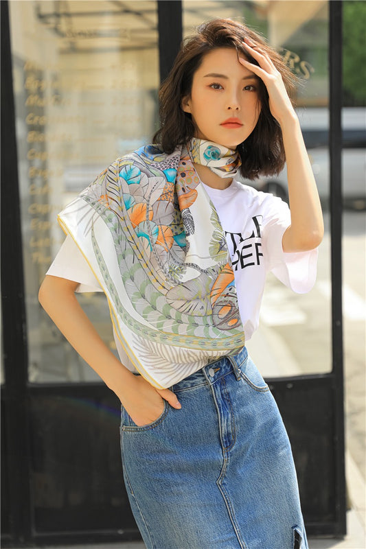 Jeelow 100 Real Mulberry Silk Scarfs 33x33 Inches Square Shawl Wrap For Women Hair Wrapping